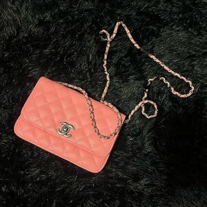 Coral Quilted Crossbody Bag